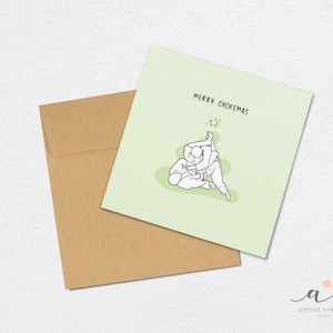 Jiu Jitsu - Merry Chokemas/Oh Chokemas Tree - Jeu de mots d'arts martiaux - Carte de voeux de Noël pour les fêtes