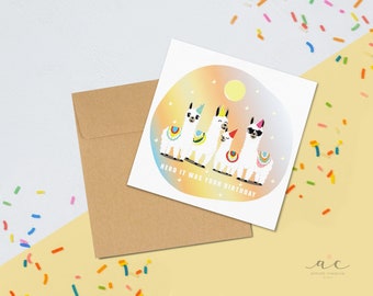 Herd It Was Your Birthday - Llama Pun - Birthday Greeting Card