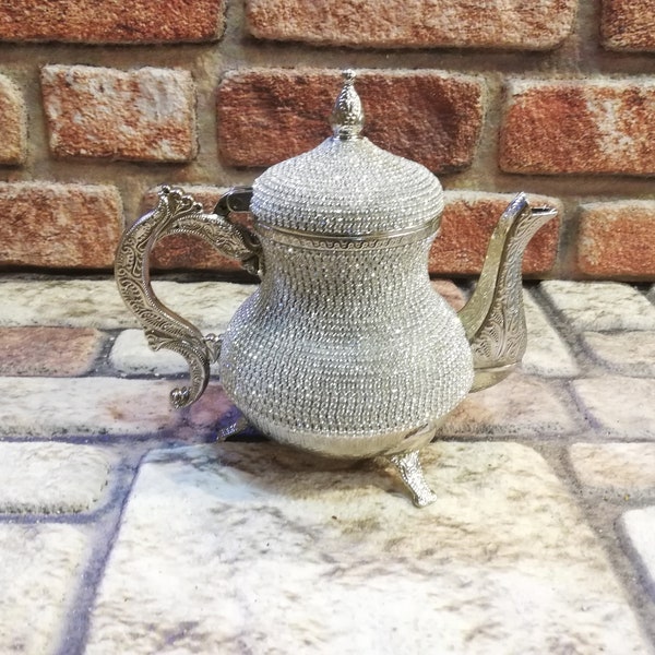 Crystal Swarovski Teapot , Moroccan Swarovski Tea Kettle , Swarovski decoration , Luxury Teapot
