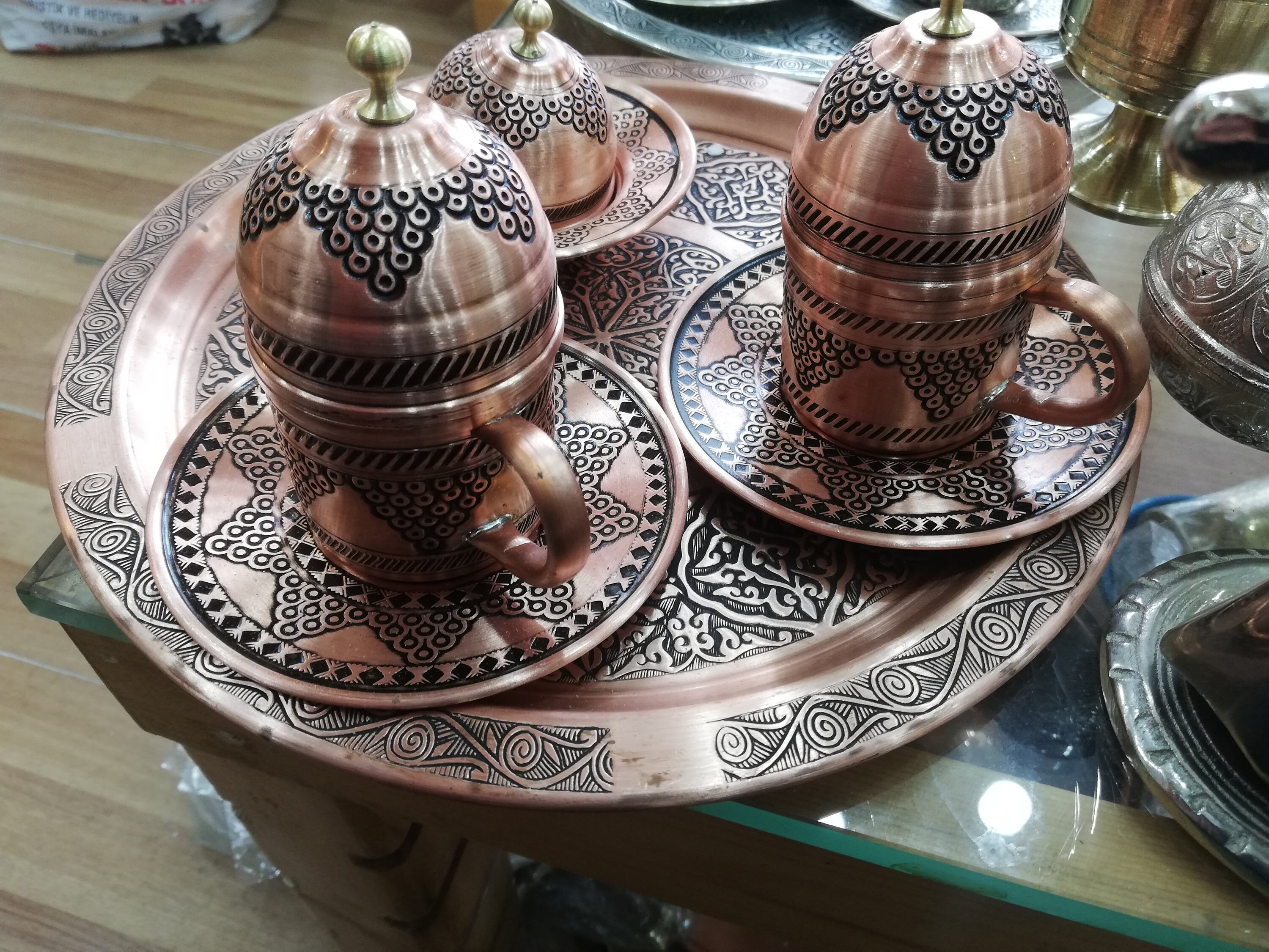 Handmade Red Copper Turkey Turkish Coffee Set and Delight Bowl Etsy