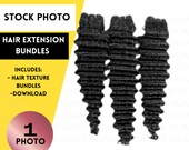 Deep Wave Hair Bundle Stock Photo: Hair Extension Product Image (Digital Download)