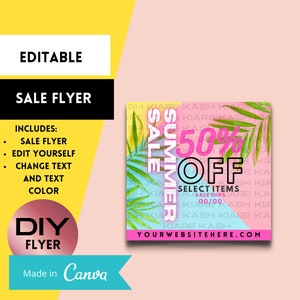DIY Sale Flyer| Summer Sale Flyer| Social Media post| Instagram Sale Flyer | Hair Flyer| Hair Business Flyer| Lash Flyer| Beauty Flyer
