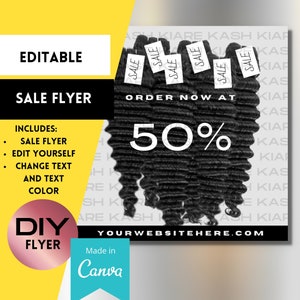 DIY Sale Flyer| Sale Flyer| Social Media post| Instagram Sale Flyer | Hair Flyer| Hair Business Flyer| Hair Extension Business Sale Flyer