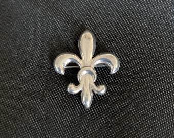 Vintage Sterling Silver Fleur De Lis Watch/Locket Pin Chatelaine