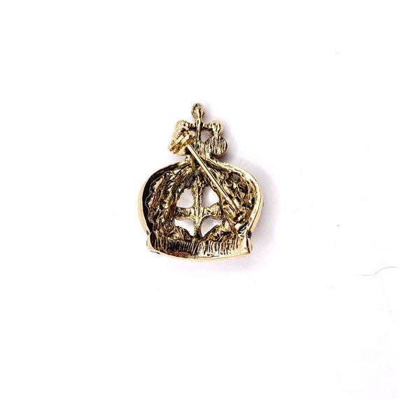 Cute Vintage Citrine Rhinestone Gold Tone Crown -… - image 5