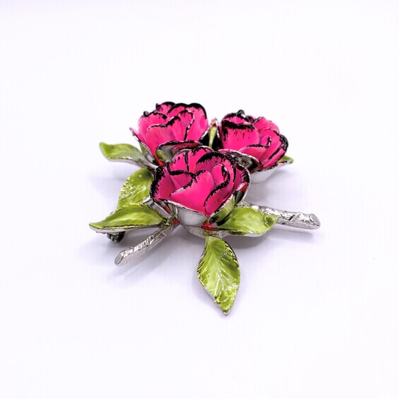 Pretty-In-Pink!  Vintage Pink & Black Rose Bouque… - image 3