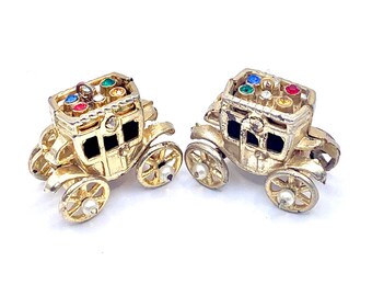 Vintage Jeweled Coach Charm w/Rolling Wheels! - (Listing is for one, two available)