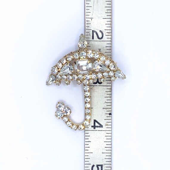 Darling Vintage Rhinestone Umbrella Brooch PIn - image 5