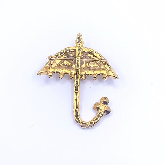 Darling Vintage Rhinestone Umbrella Brooch PIn - image 3