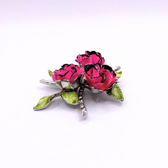 Pretty-In-Pink!  Vintage Pink & Black Rose Bouque… - image 4