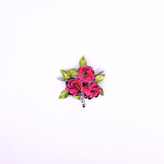 Pretty-In-Pink!  Vintage Pink & Black Rose Bouque… - image 2