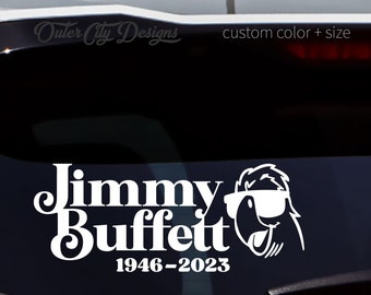 Calcomanía de homenaje a Jimmy Buffett: calcomanía con cabeza de loro para ventana de coche o camión