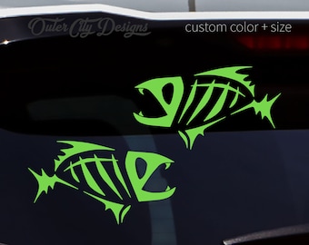 Calcomanías de vinilo con espinas de pescado: pegatinas para ventanas de autos, camionetas y barcos