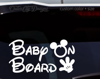 Mickey Mouse Baby on Board Car Decal: Custom Vinyl Sticker