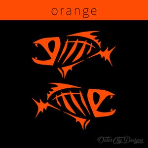 Fish Bones Vinyl Decals: Car, Truck, Boat Window Stickers Orange