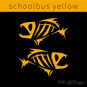 Fish Bones Vinyl Decals: Car, Truck, Boat Window Stickers Schoolbus Yellow