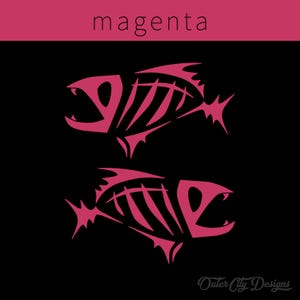 Fish Bones Vinyl Decals: Car, Truck, Boat Window Stickers Magenta