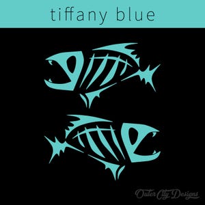 Fish Bones Vinyl Decals: Car, Truck, Boat Window Stickers Tiffany Blue