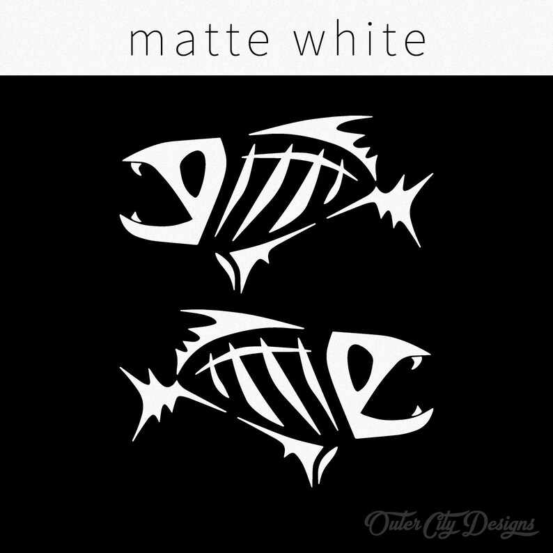 Fish Bones Vinyl Decals: Car, Truck, Boat Window Stickers Matte White