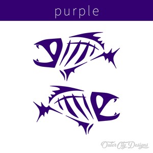 Fish Bones Vinyl Decals: Car, Truck, Boat Window Stickers Purple