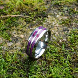 Stainless steel and purple mens ring size 10.5