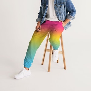 Pansexual Flag Ombré Men Track Pants | Pansexual Flag Ombré Men Joggers