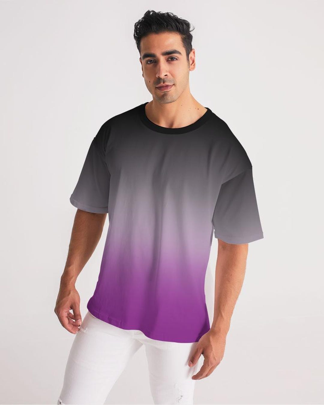 Gradient Merch Asexual Ombre Gradient Heavyweight Tee – LGBTQ+ Pride Oversized Shirt ...