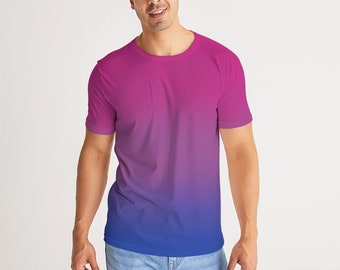 Bisexual Pride Flag Ombré Men T-Shirt | Bisexual Flag Ombré Men Tee | LGBTQ+ T shirt