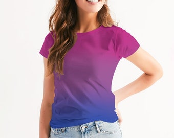 Bisexual Pride Flag Ombré Women T-Shirt | Bisexual Flag Ombré Women Tee | LGBTQ+ T shirt