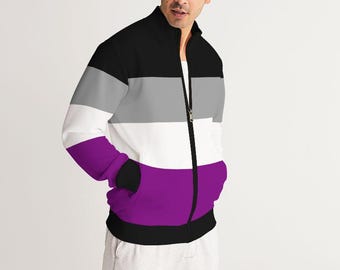 Asexual Flagge Trainingsjacke – LGBTQ+ Pride Zip Jacke | Ace Pride Sportbekleidung | Asexuelle Sportbekleidung | Asexuelle Streetwear, Asexuelle Gym Outfit