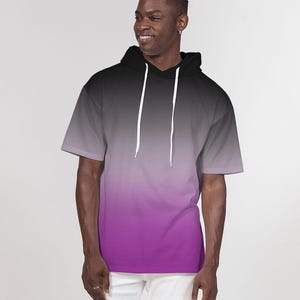 Asexual Ombre Gradient Premium Heavyweight Short Sleeve Hoodie – LGBTQ+ Pride Apparel | Ace Pride Pullover, Asexual Flag Sweatshirt