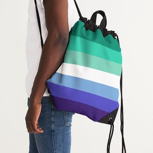 MLM Gay Pride Drawstring Bag – Canvas Gym Backpack with Pockets | Men Loving Men Flag Tote, LGBTQ+ Gift, Travel Bag, Festival Bag