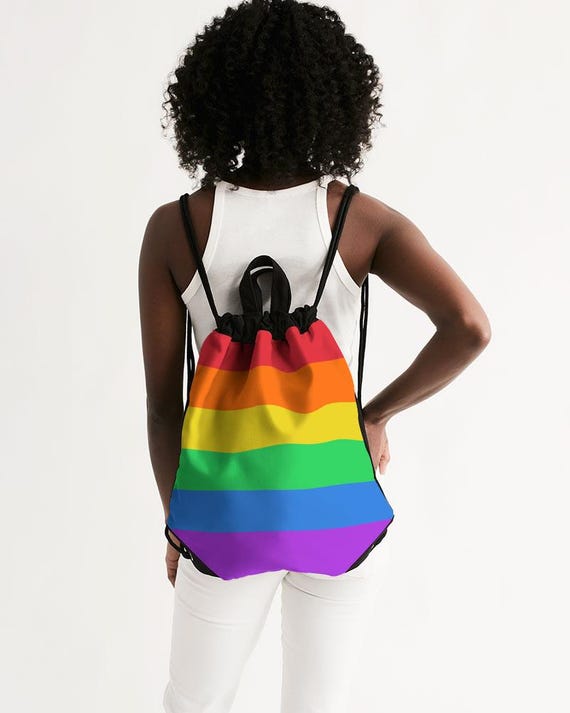 Pride-Kordelzugbeutel Aus Polyester – Regenbogen-Rucksack Für LGBT-Events, 41 X 34 Cm, 24 Stück, Wasserabweisend