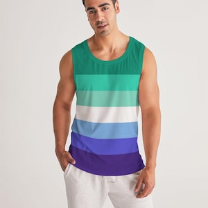 MLM Gay Men Flag Tank Top – LGBTQ+ Pride Sleeveless Shirt | Gay Pride Apparel | MLM Pride Shirt, Gay Men Gym Summer Outfit, Gay Men Fashion