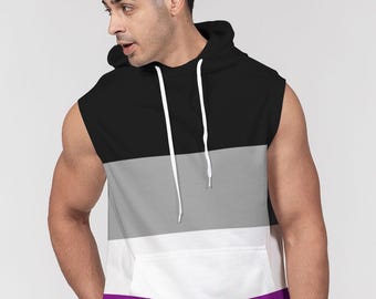 Asexual Flagge ärmelloser Hoodie - LGBTQ + Pride Gym Hoodie | Ace Pride Streetwear, Asexual Pride Sommerkleidung, Asexual Merch