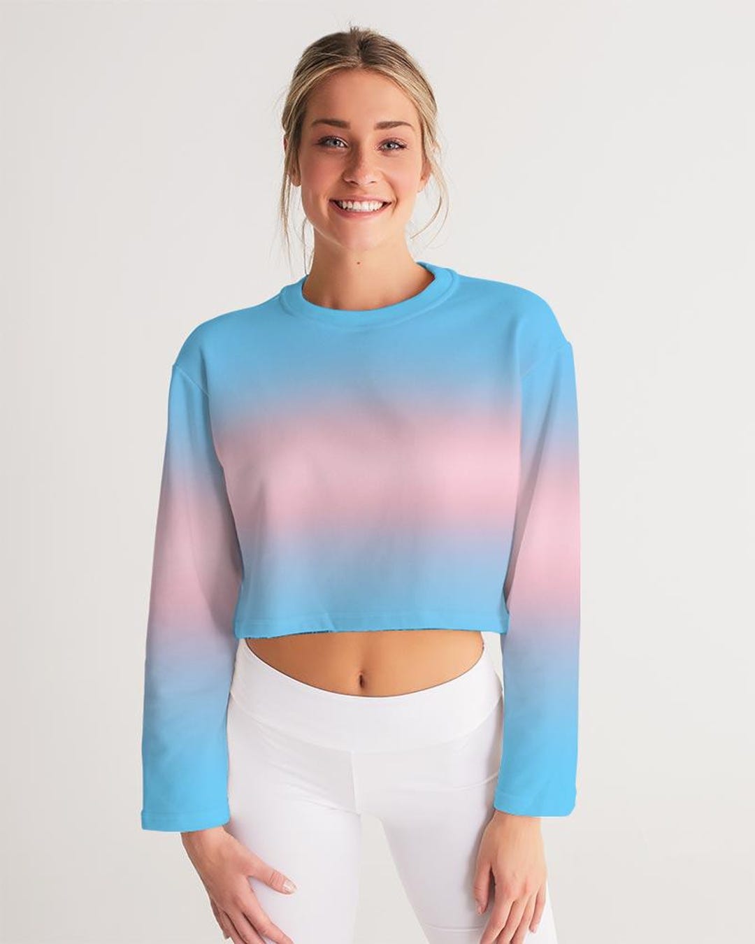 Trans Color Clothes Transgender Ombre Gradient Cropped Sweatshirt โ Soft Oversized ...