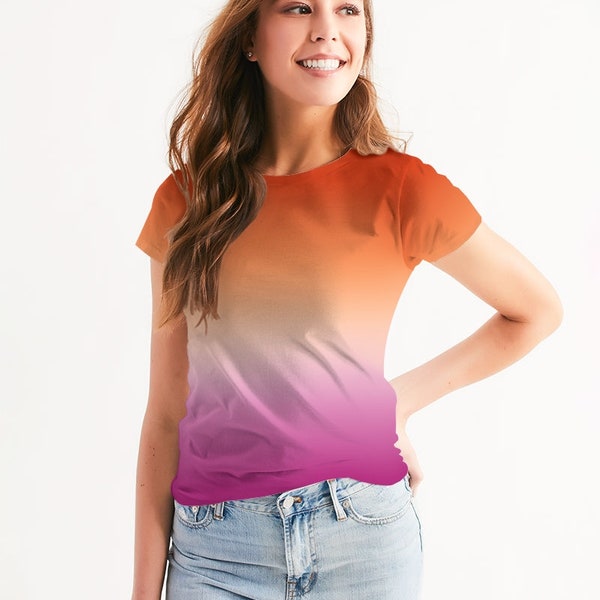 Lesbian Pride Flag Ombré Frauen T-Shirt | Lesbian Flag Ombré Frauen T-Shirt | LGBTQ+ T-Shirt