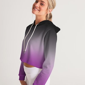 Asexual Ombre Gradient Cropped Hoodie – Soft Oversized Sweatshirt | Ace Pride Hoodie, Ace Flag Sweatshirt, LGBTQ+ Gift, Comfy Streetwear