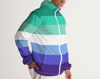 MLM Gay Pride Windbreaker - Flaggenjacke für schwule Männer, wasserfeste Pride-Kleidung, Pride-Geschenk für schwule Männer, MLM Pride-Jacke, Gay Pride-Kleidung