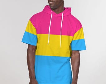 Felpa con cappuccio a maniche corte con bandiera pansessuale Premium Heavyweight – Felpa con cappuccio LGBTQ+ Pride / Abbigliamento Pan Pride, Felpa con bandiera pansessuale, Felpa Pan