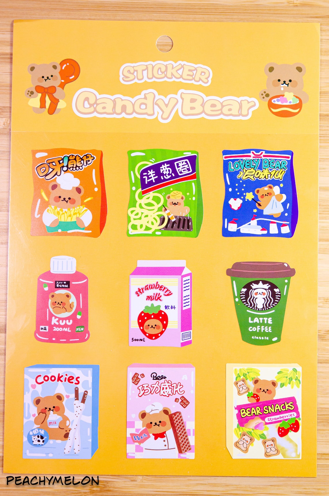 milkjoy korean bear candy stickers transparent lifestyle