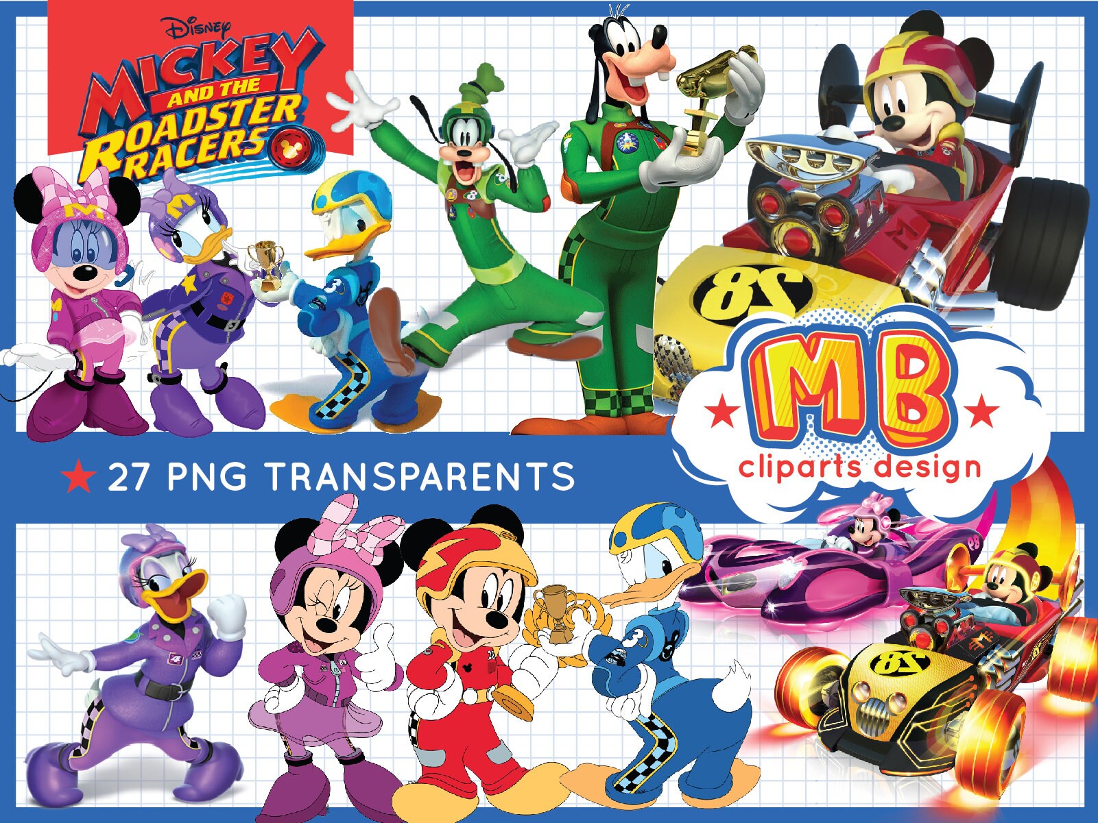 Mickey Roadster Racers Clipart Mickey PNG Files Printable | Etsy