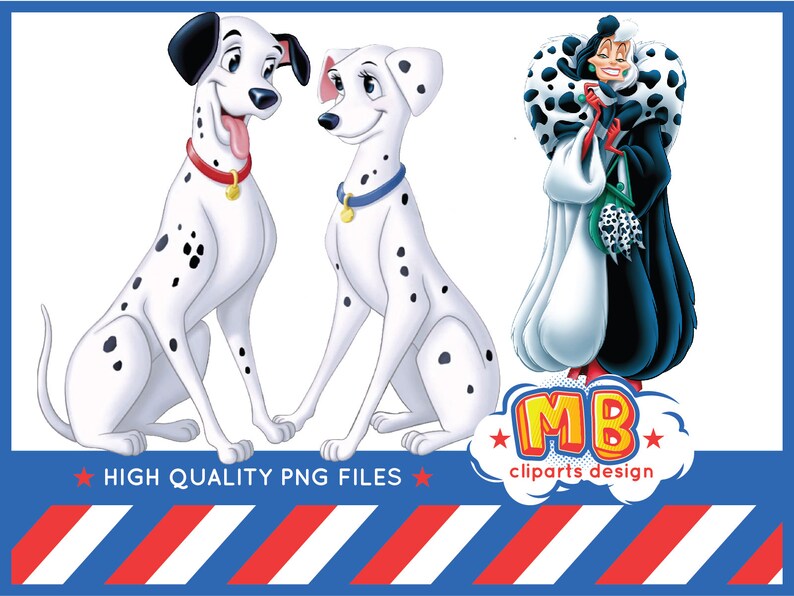 disney movie Dalmatians png Instant Download 101 Dalmatians clipart png images Cruela de vil Dalmatians Transparent Backgrounds