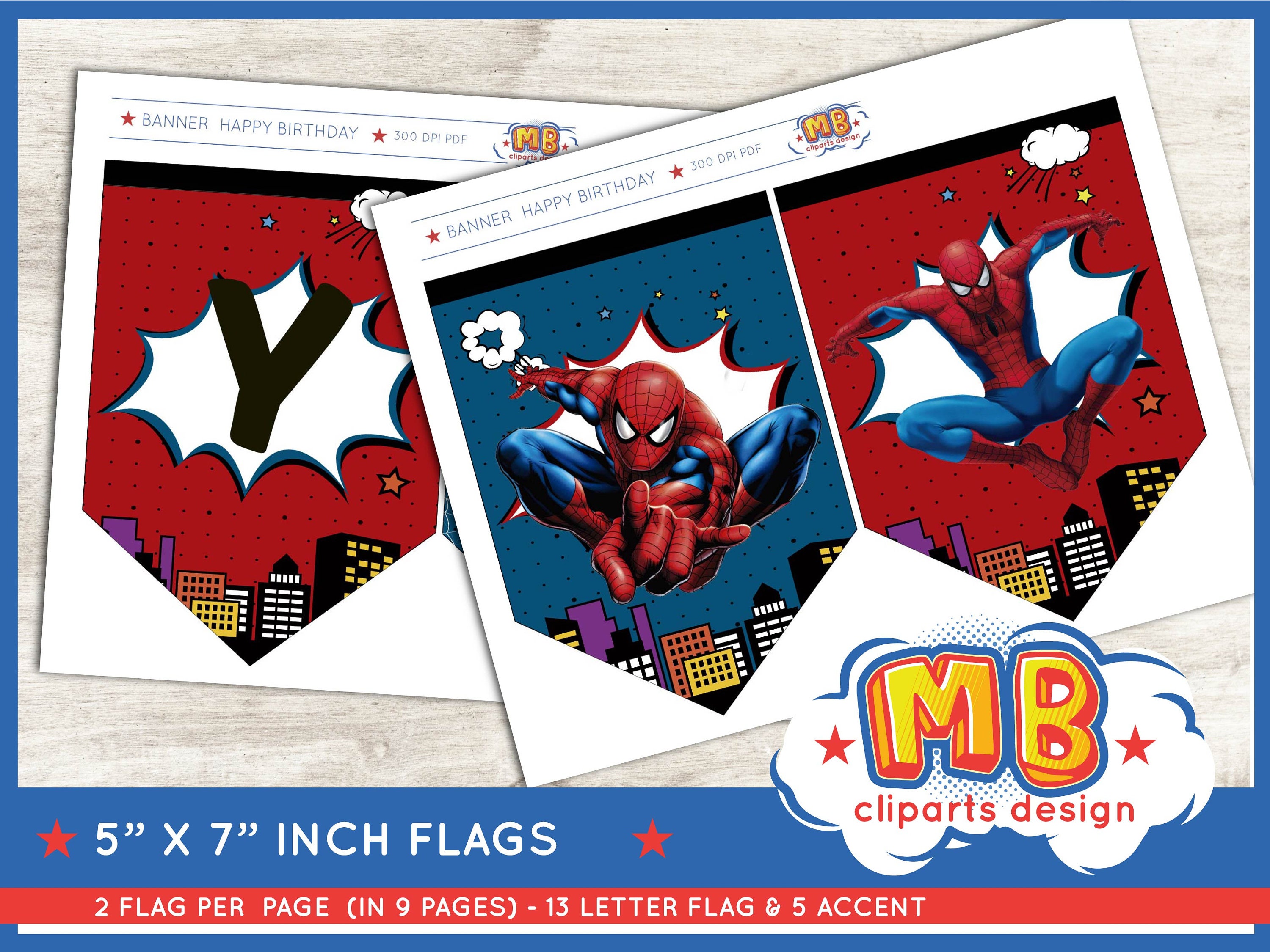 Spiderman Happy birthday Banner Printable Spiderman Birthday | Etsy