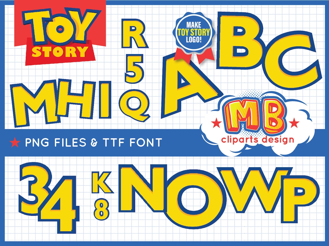 Toy Story TTF Font PNG Toy Story Alphabet Toy Story Clipart Etsy