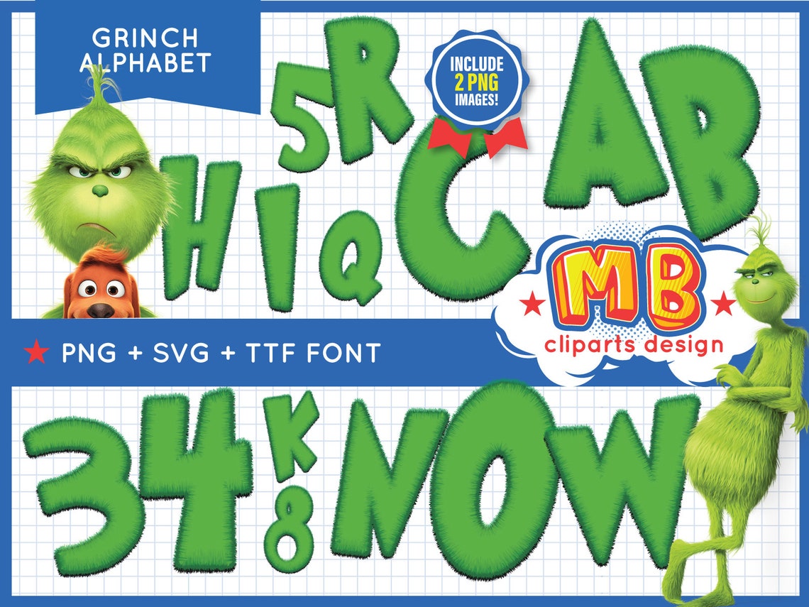 Grinch alfabet clipart afbeelding PNG Grinch Alphabet Etsy