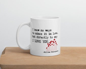 Shakespeare 'I Love You' Quote Mug: Romantic Gift