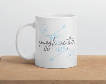 Snuggle Weather Mug: Winter Snowflake Ceramic Coffee Cup
