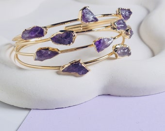 Amethyst layer Bracelet Birthstone Women Cuff Bracelet for Friendship Bracelet Sister Bracelets Birthday Gold Plated Gift Bracelet