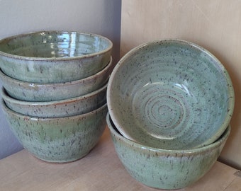 Green Speckled Stoneware 2-1/2 cup bowl